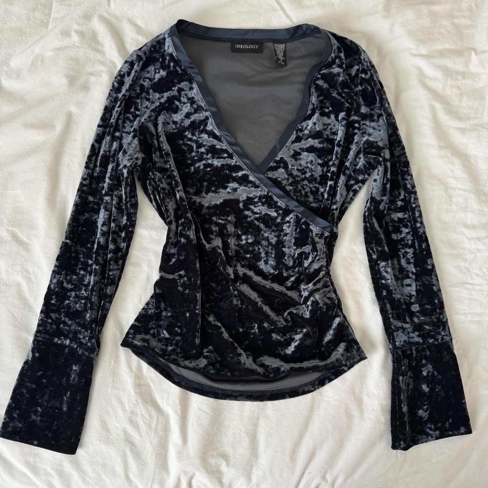 y2k 2000s ideology whimsygoth velvet vneck long sleeve